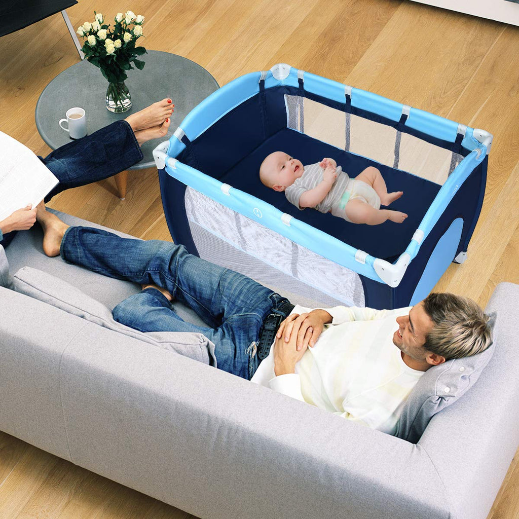 4-in-1 Portable Baby Playard with Bassinet and Changing Table P13149
