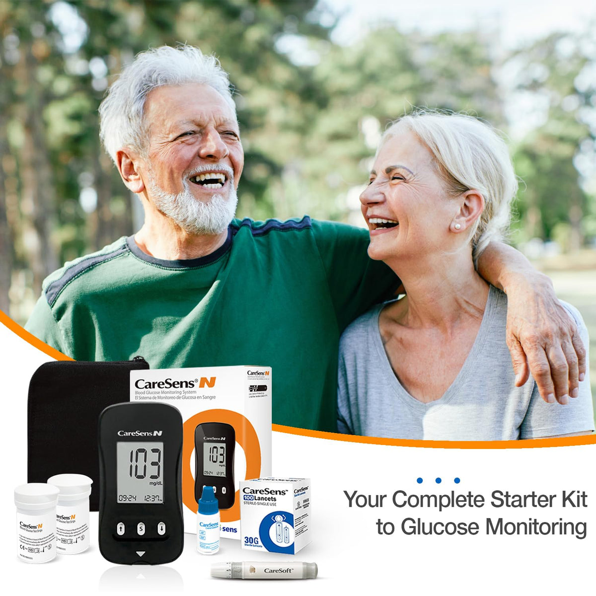 Blood Glucose Monitor Kit with 100 Test Strips, 100 Lancets, Lancing Device, Control Solution, Travel Case P986258