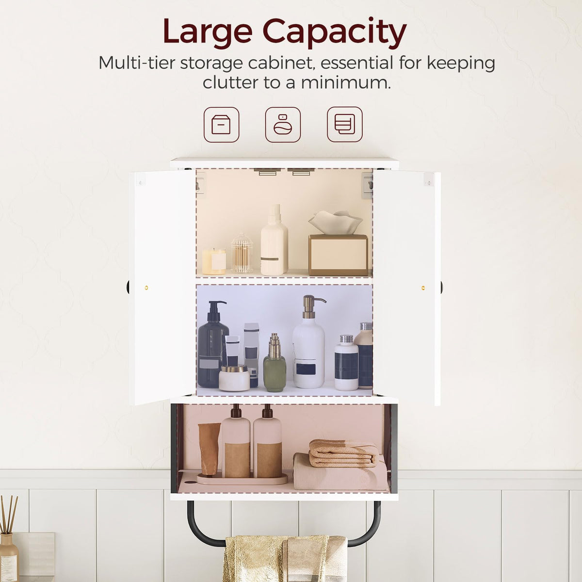 White 2 Door Wall Mounted Bathroom Cabinet with Adjustable Shelf Z39386