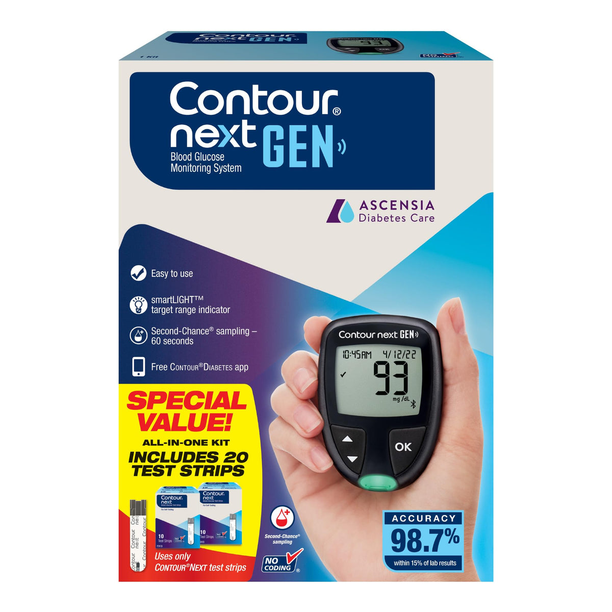 Blood Glucose Monitor Kit + 20 Strips H37611