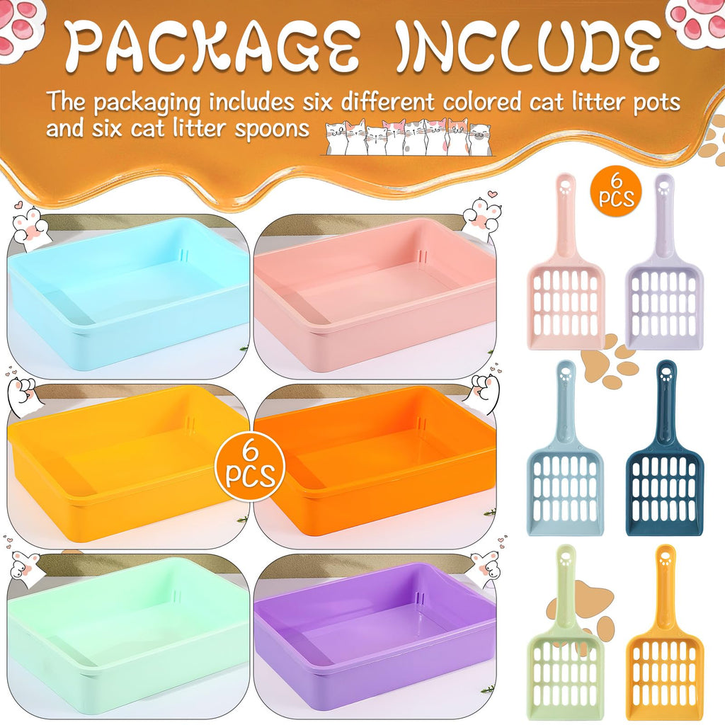 6 Pcs Plastic Kitten Litter Box Set with Scooper G227