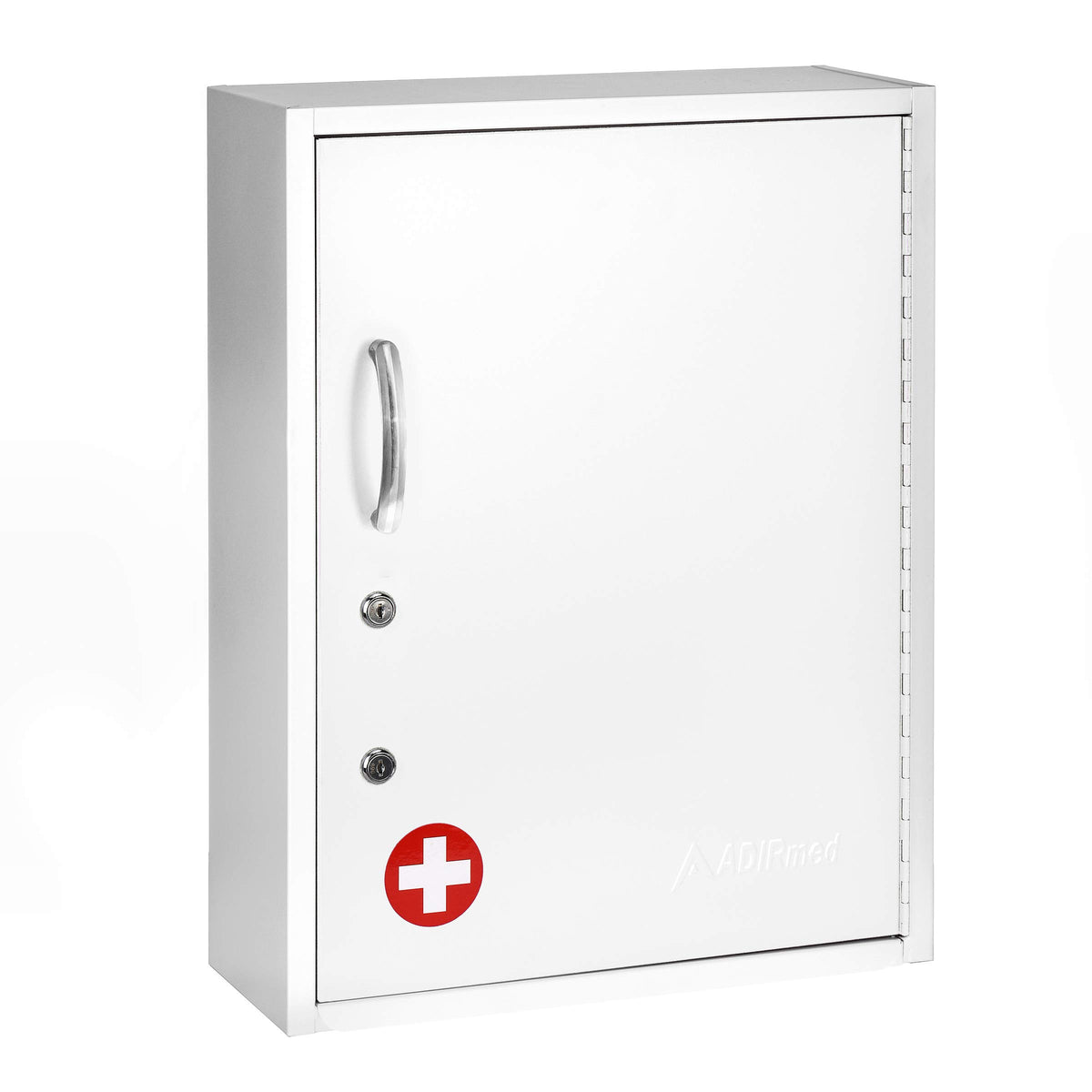 White Locking Metal Wall Mounted Medication Cabinet with Document Pocket Y11097