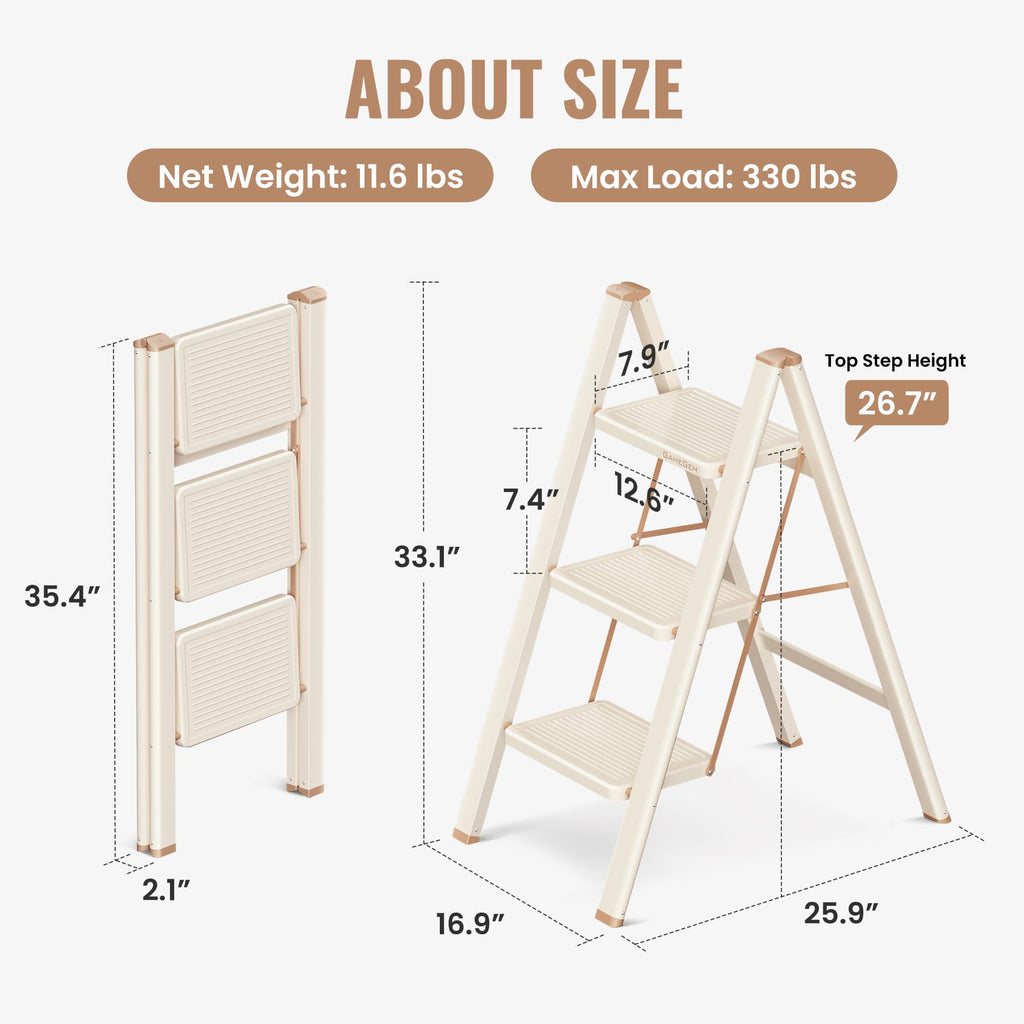 3 Step Folding Ladder with Anti Slip Pedal L4089