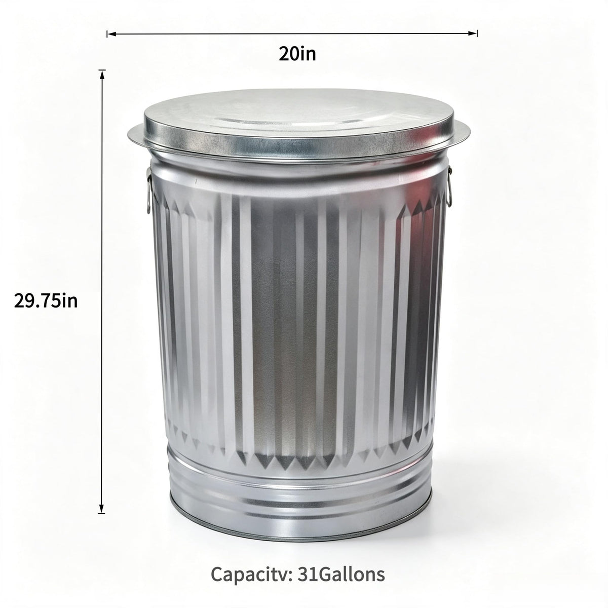 31 Gallon Heavy Duty Galvanized Metal Trash Can with Lid E946125