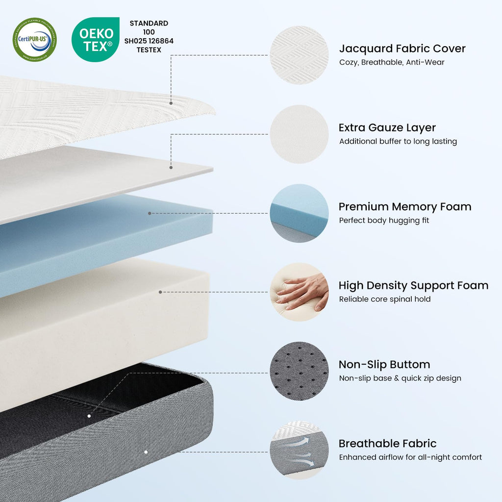 Queen 4 Inch Foldable Memory Foam Mattress R573592