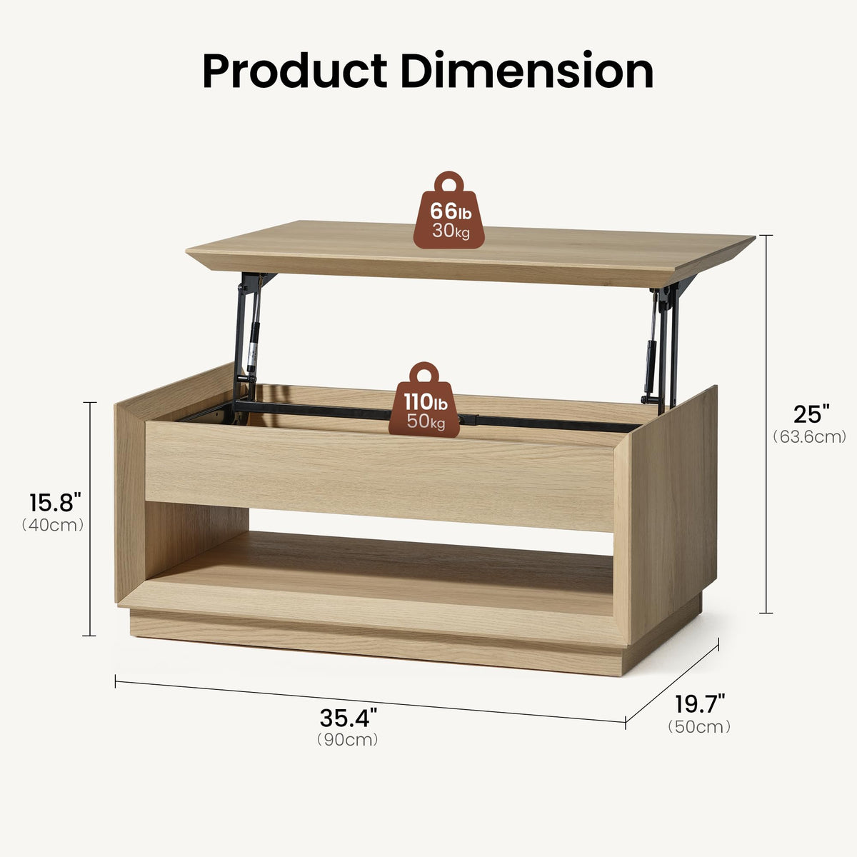 35" Lift Top Wood Coffee Table with Storage J84554