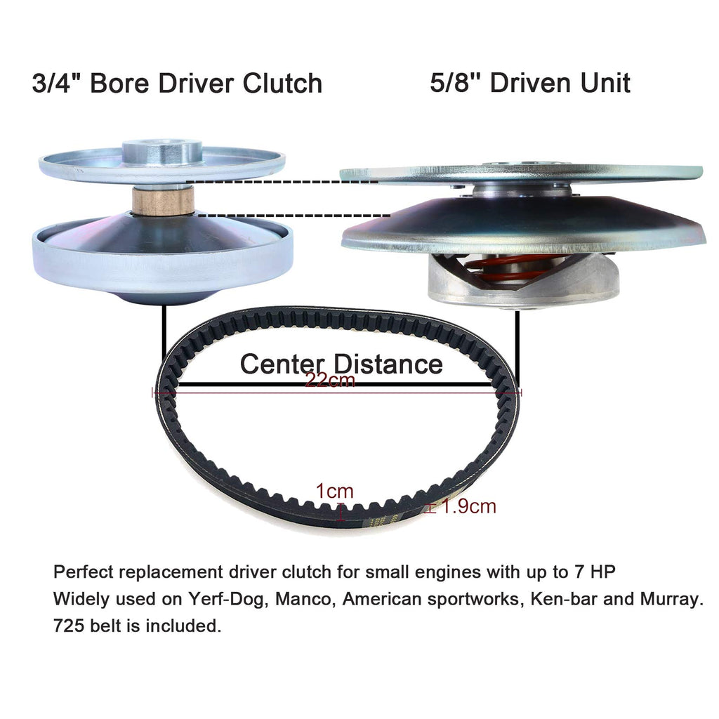 3/4" Bore 6" Diameter Asymmetric CVT Torque Converter with 5/8" Clutch and 725 Belt B757196
