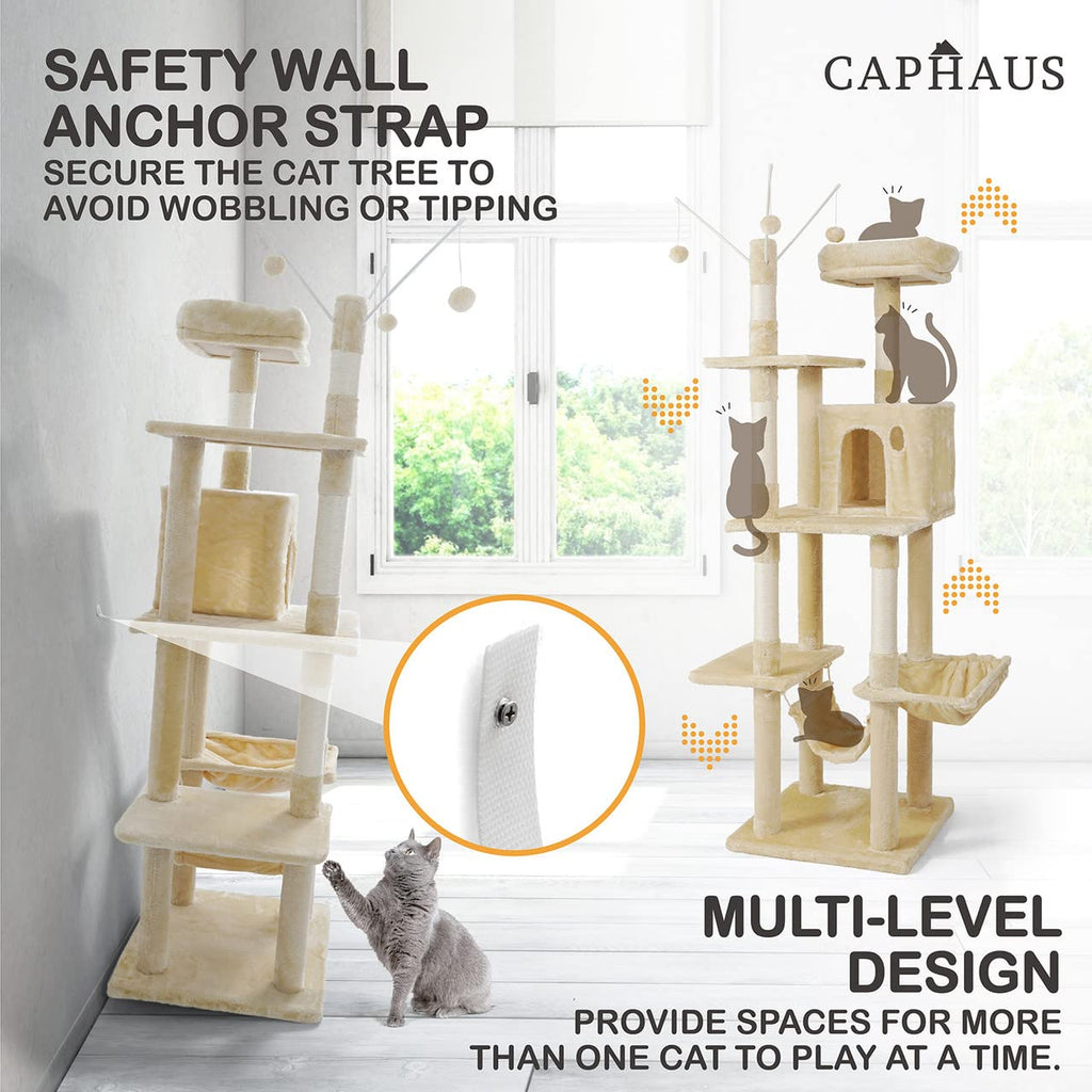 70-Inch Multi-Level Cat Tree with Hammock and Cat Cave F4277