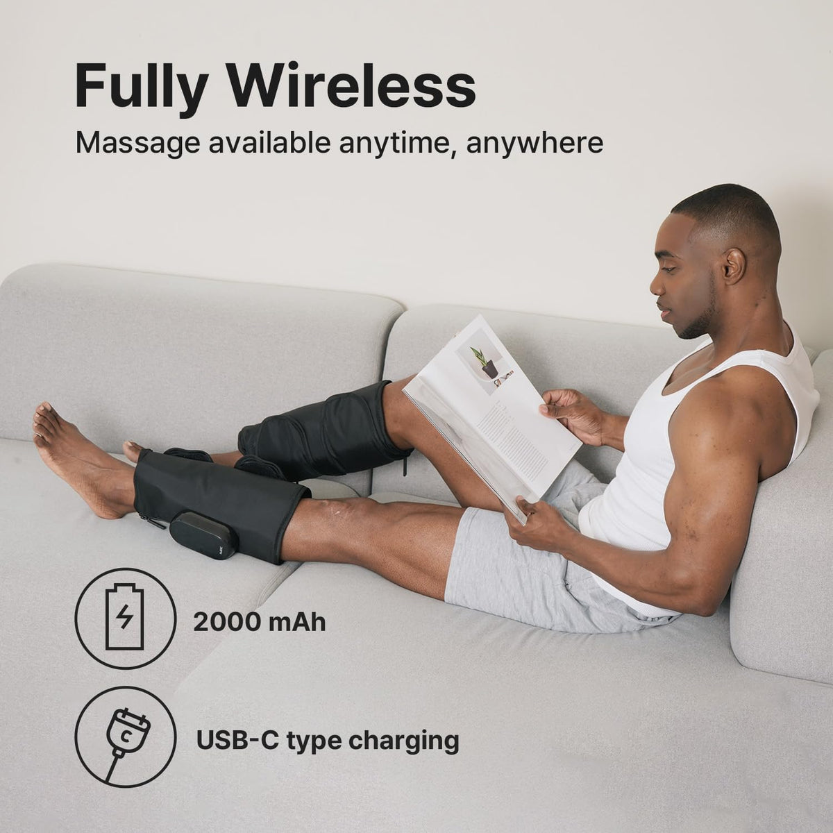 Heated Air Compression Cordless Leg Massager with Extension (Pair) N42333
