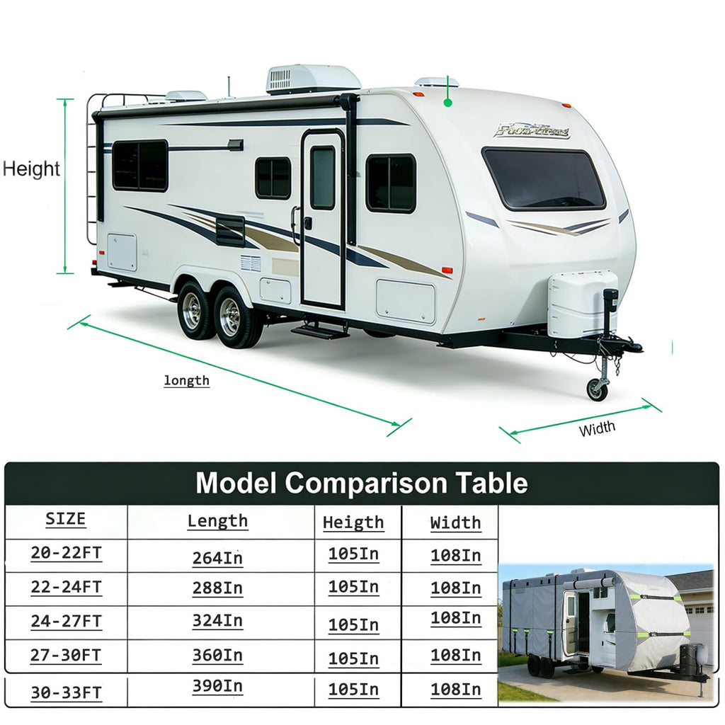 24-27FT 8 Layers Windproof RV Cover with Tire Cover P173