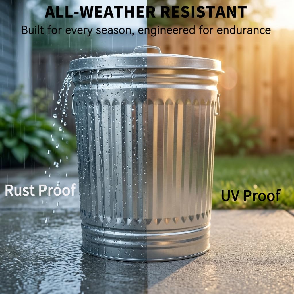 31 Gallon Heavy Duty Galvanized Metal Trash Can with Lid E946125
