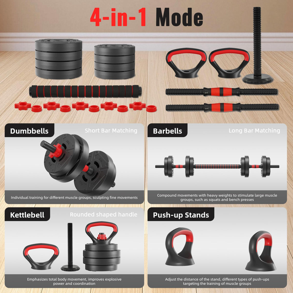 Adjustable Dumbbell and Barbell Kettlebell Set 40LBS S957864