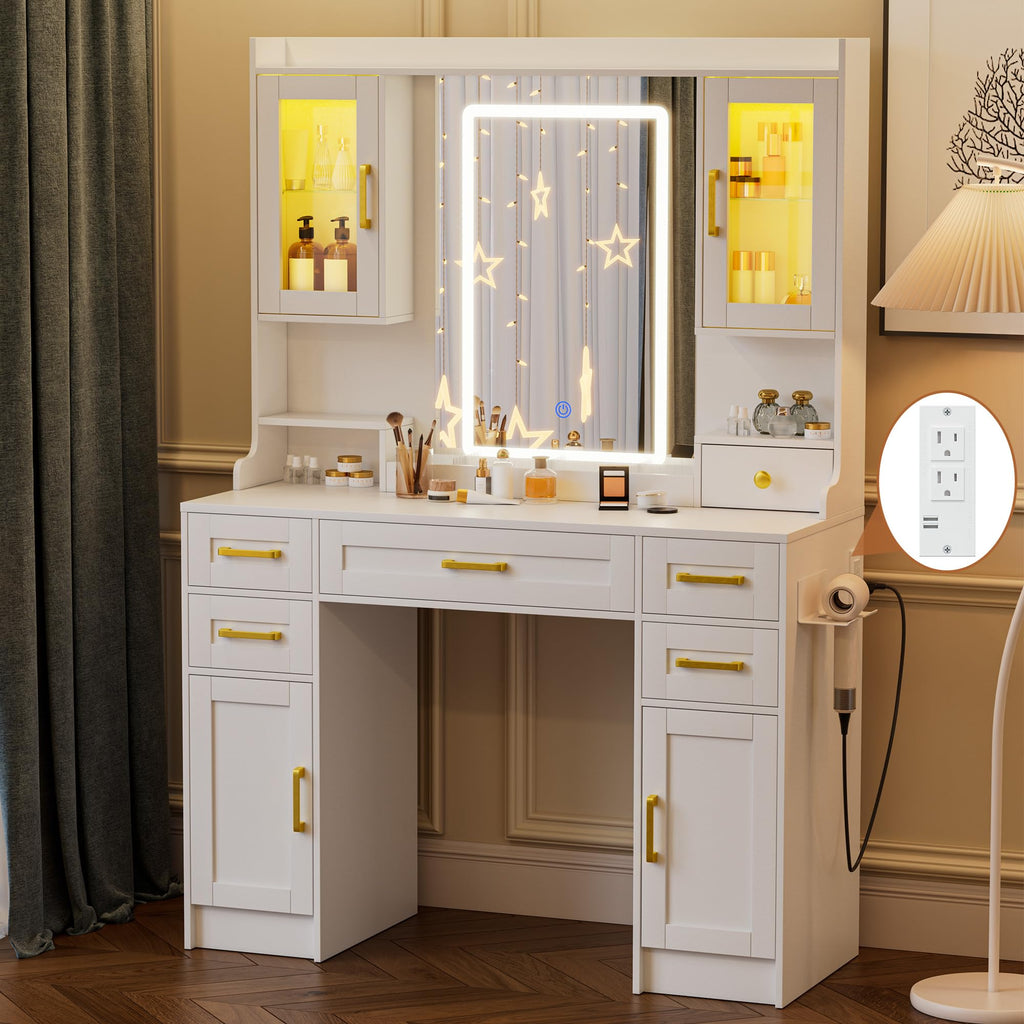 Vanity Desk with Mirror and LED Lights U453