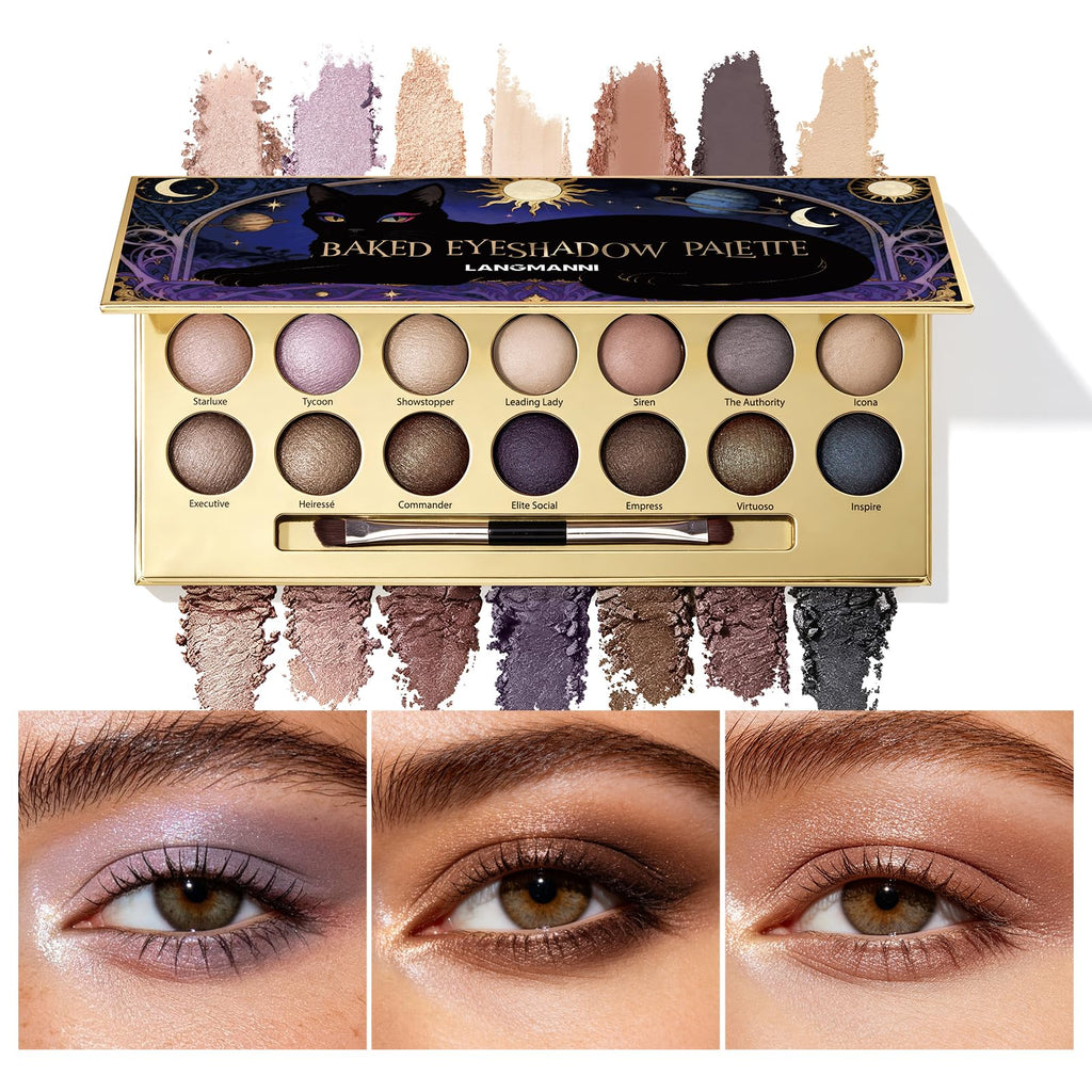 14 Color Cool Toned Baked Eyeshadow Palette T96597
