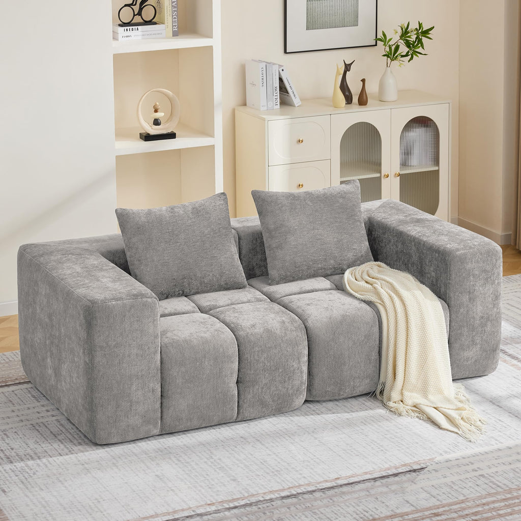 Light Grey Oversized Tufted Memory Foam Loveseat S677