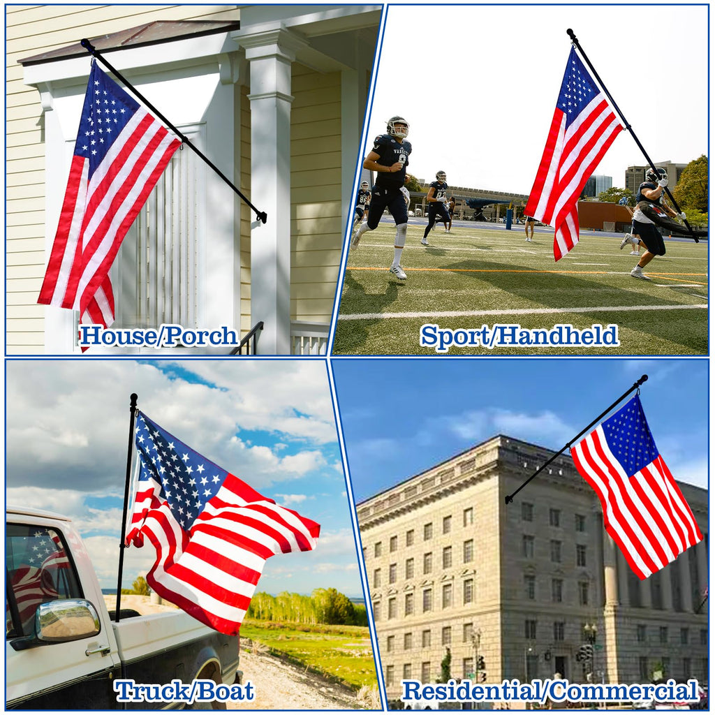 Black 5 FT Stainless Steel Wall Mount Flag Pole Kit H9714