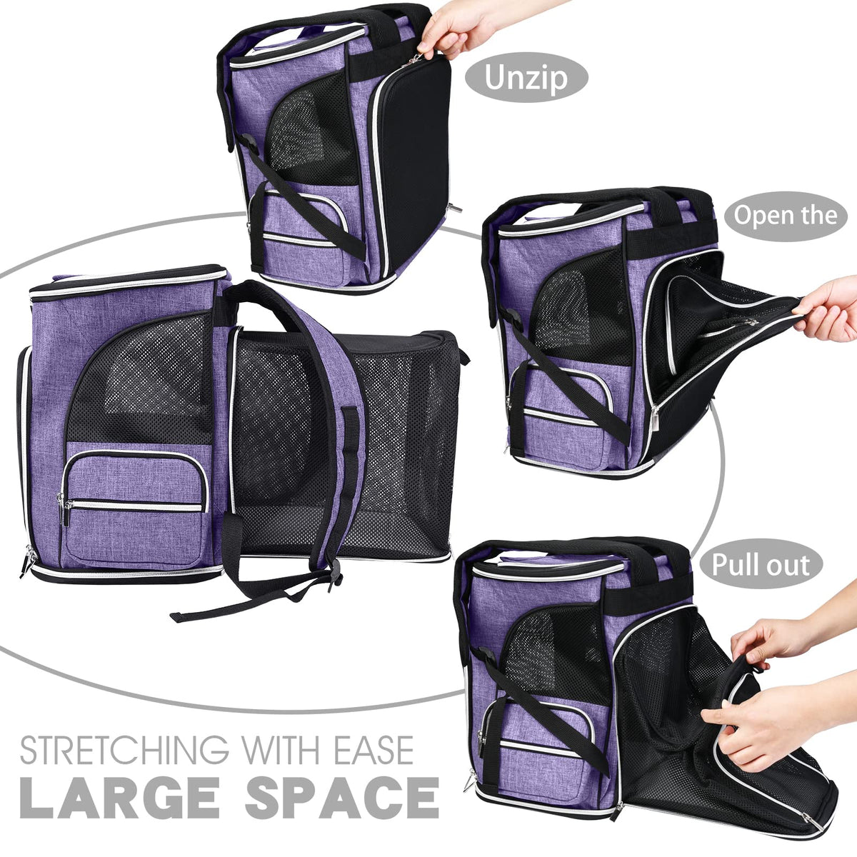 Expandable Ventilated Pet Carrier Backpack Y509602