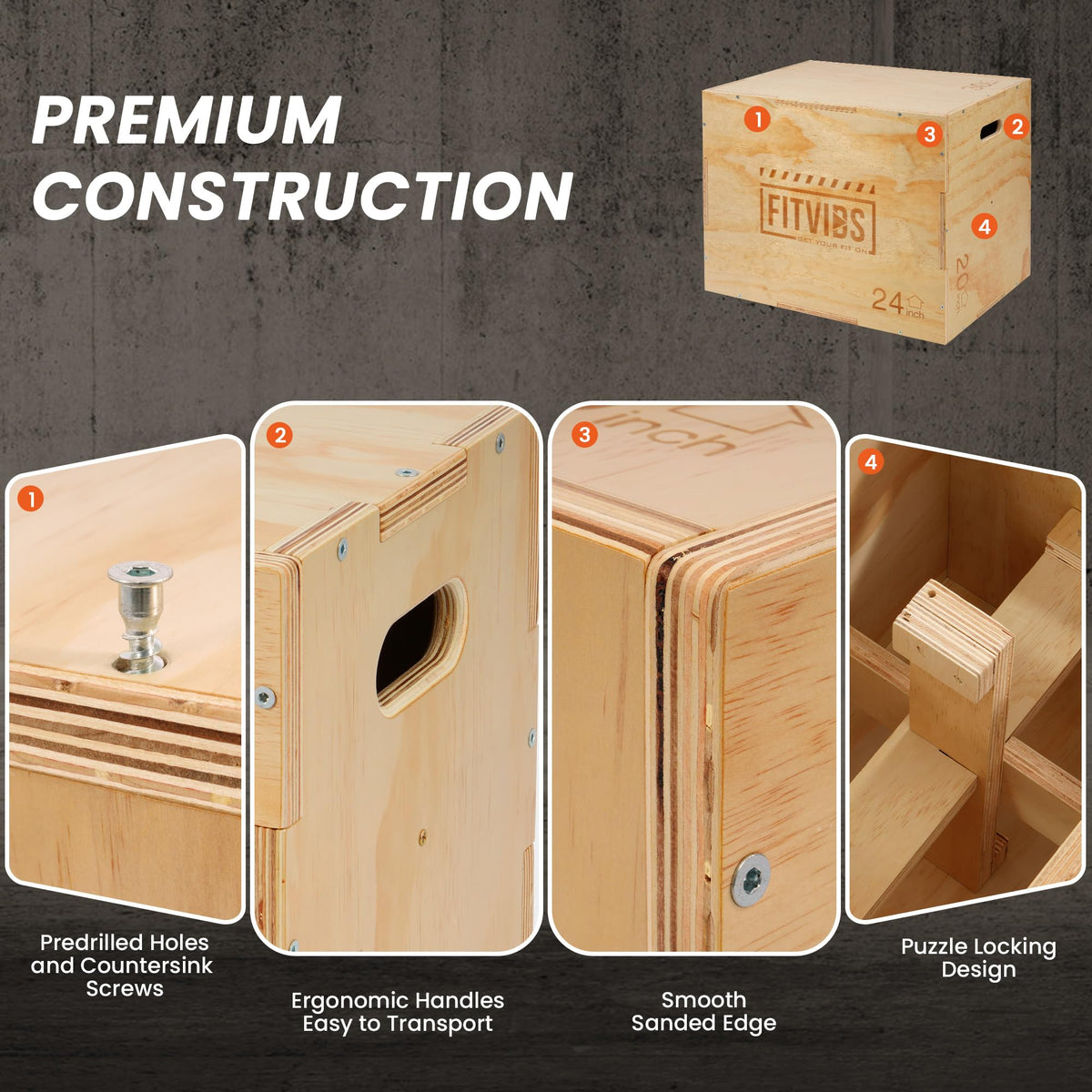 Wooden Plyo Box 30" x 24" x 20" S4894