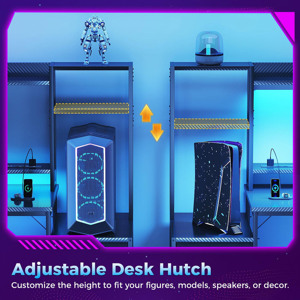 48 Inch Gaming Desk with Shelves and Drawers V5056