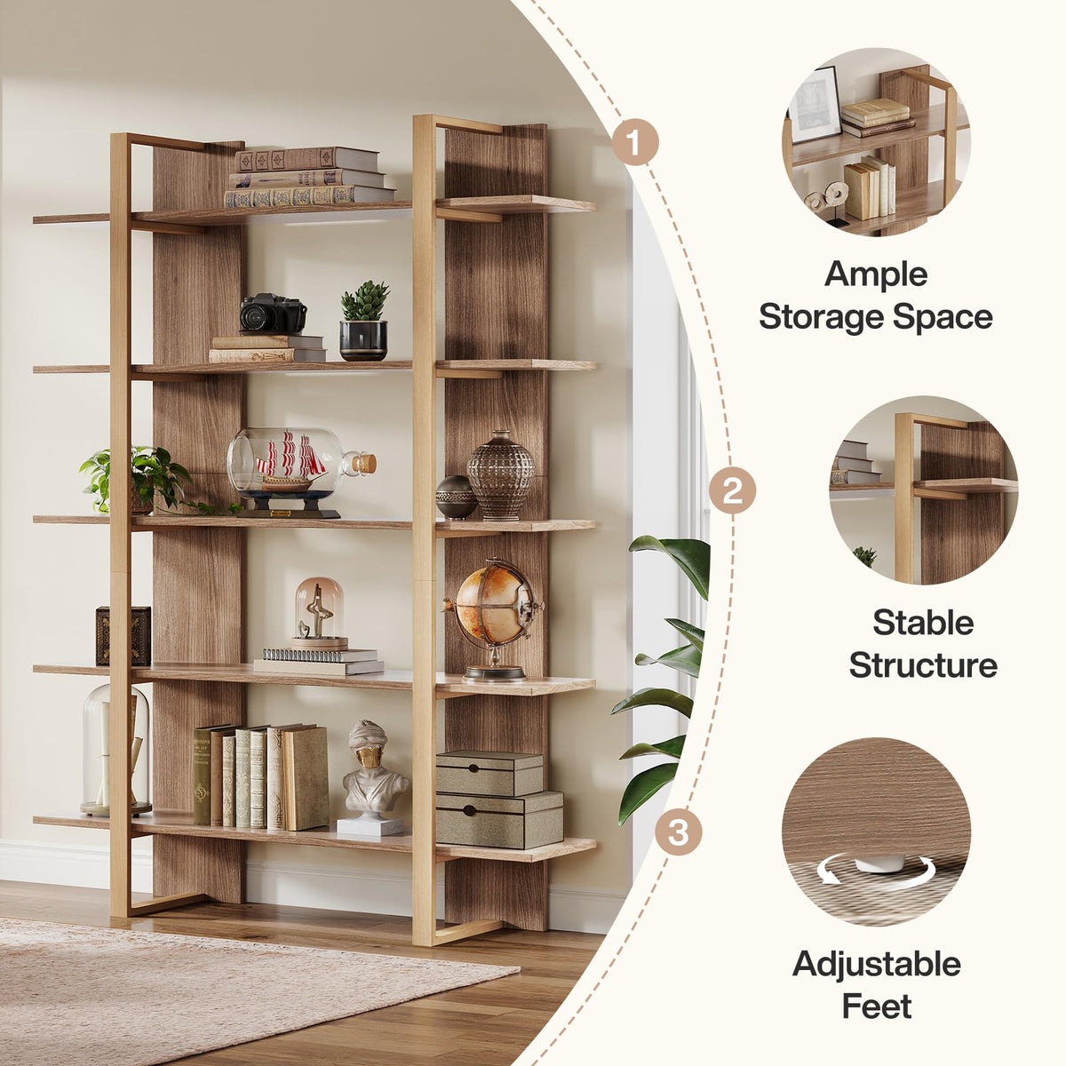 5-Tier Boho Bookshelf with Metal Frame M22598