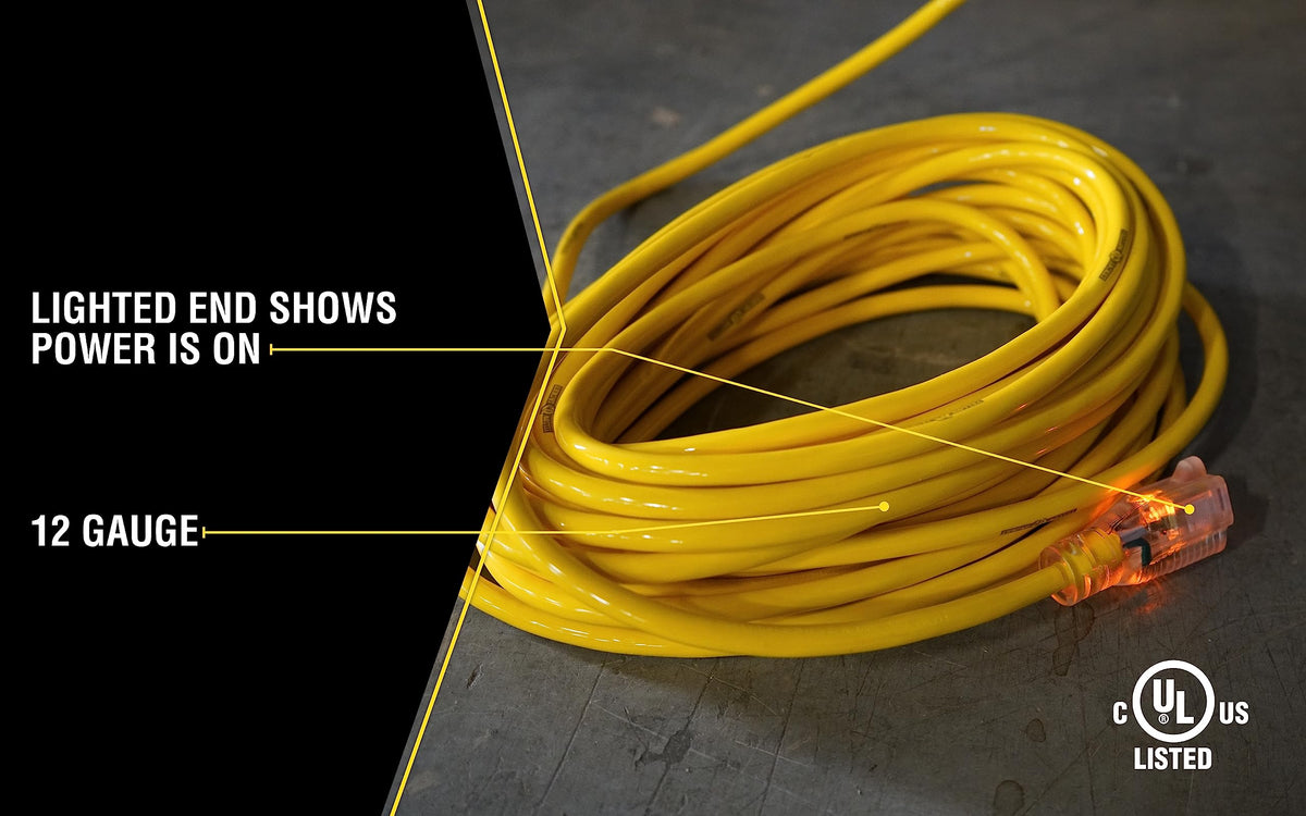 Yellow 100ft. 12/3 15Amp Heavy Duty Extension Cord O91914