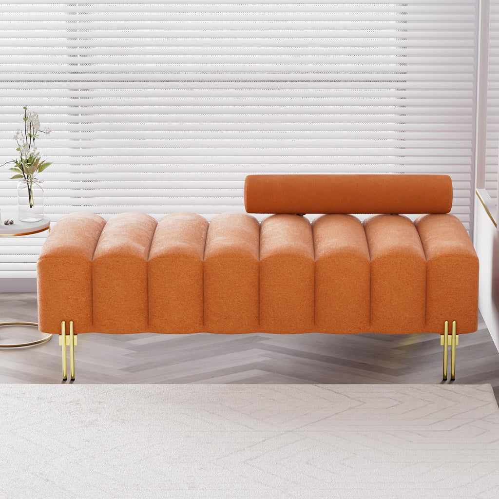Orange Velvet Bench Ottoman H16215