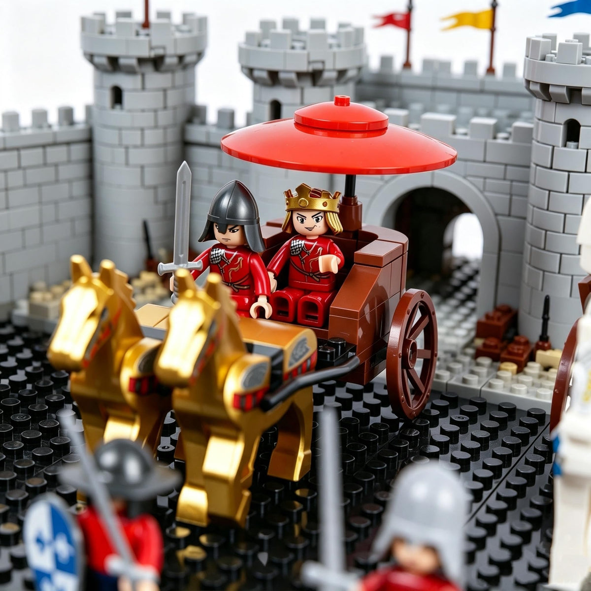 Medieval War Chariot Building Block Set with 12 Minifigures P3380