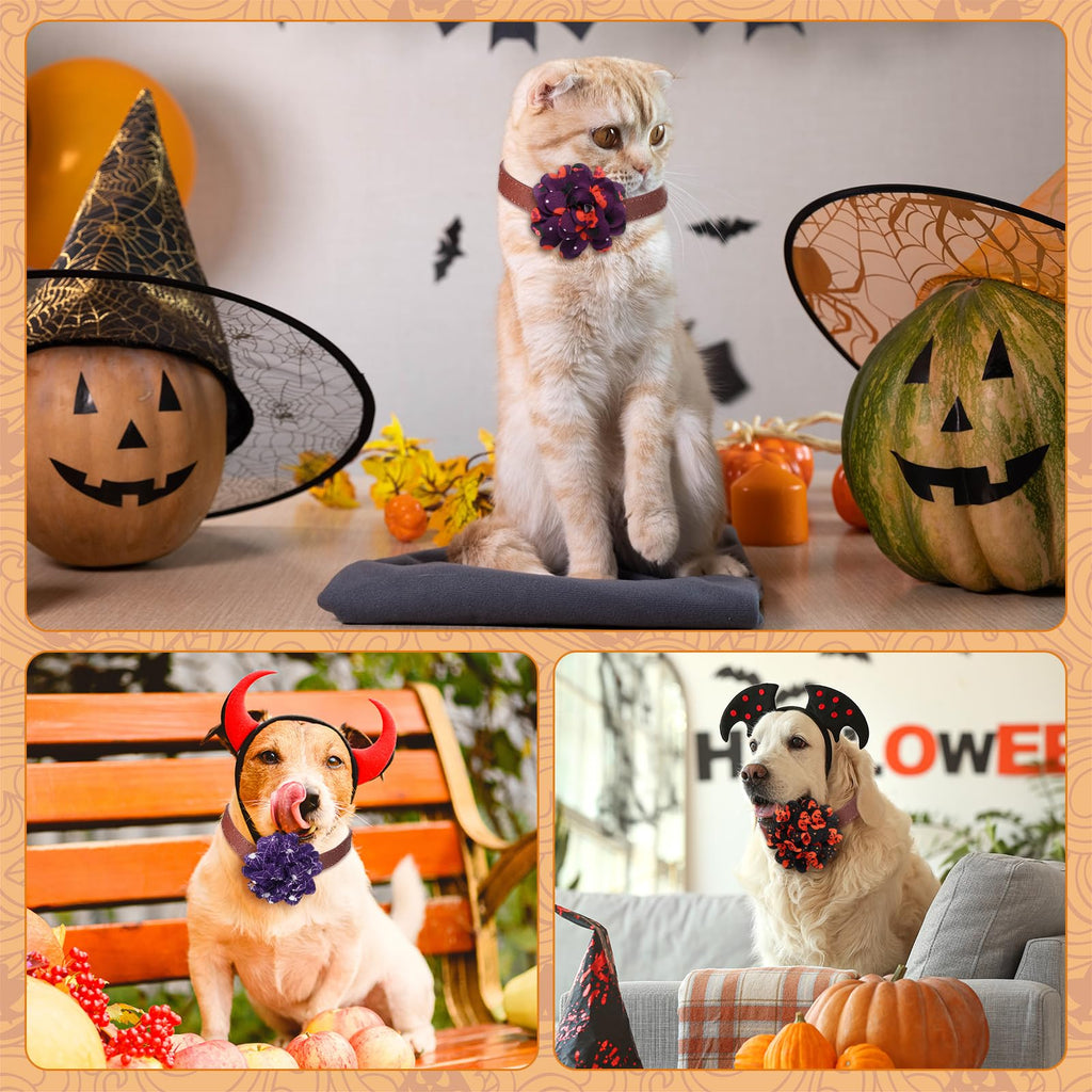 80 Pcs Halloween Dog Collar Flowers Bulk R359581