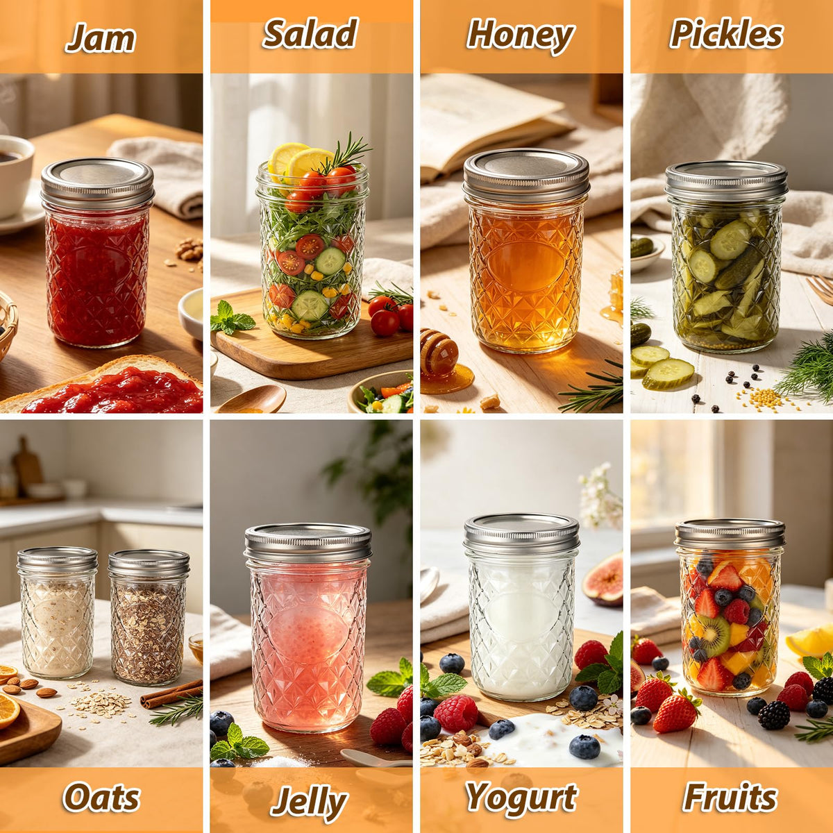 16oz Wide Mouth Mason Jars with Airtight Lids Y542