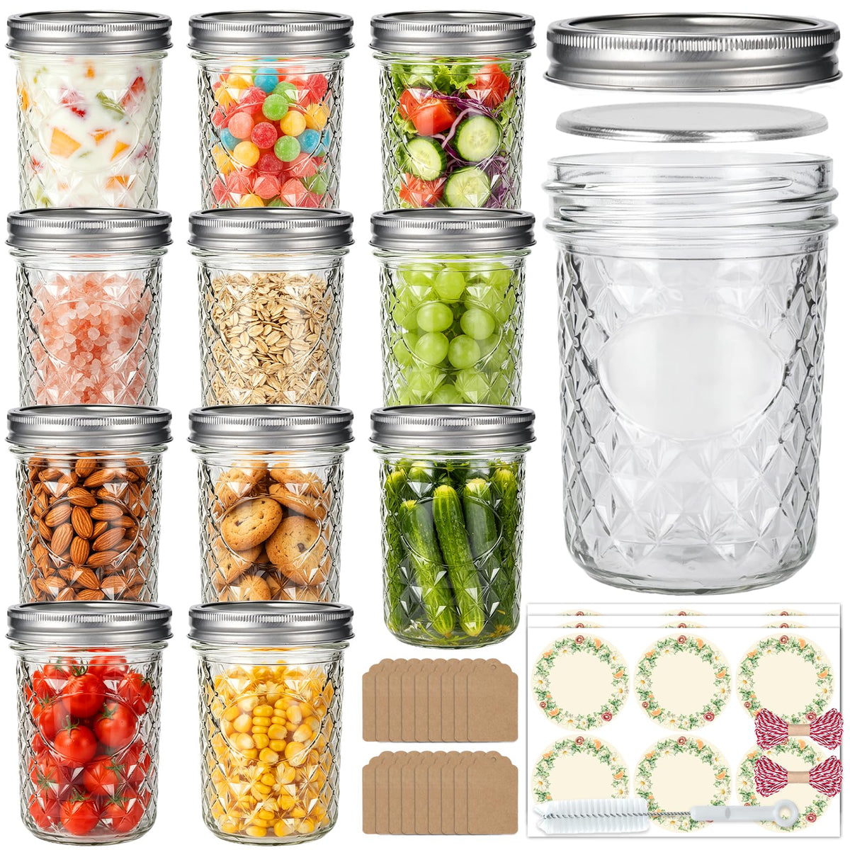 16oz Wide Mouth Mason Jars with Airtight Lids Y542