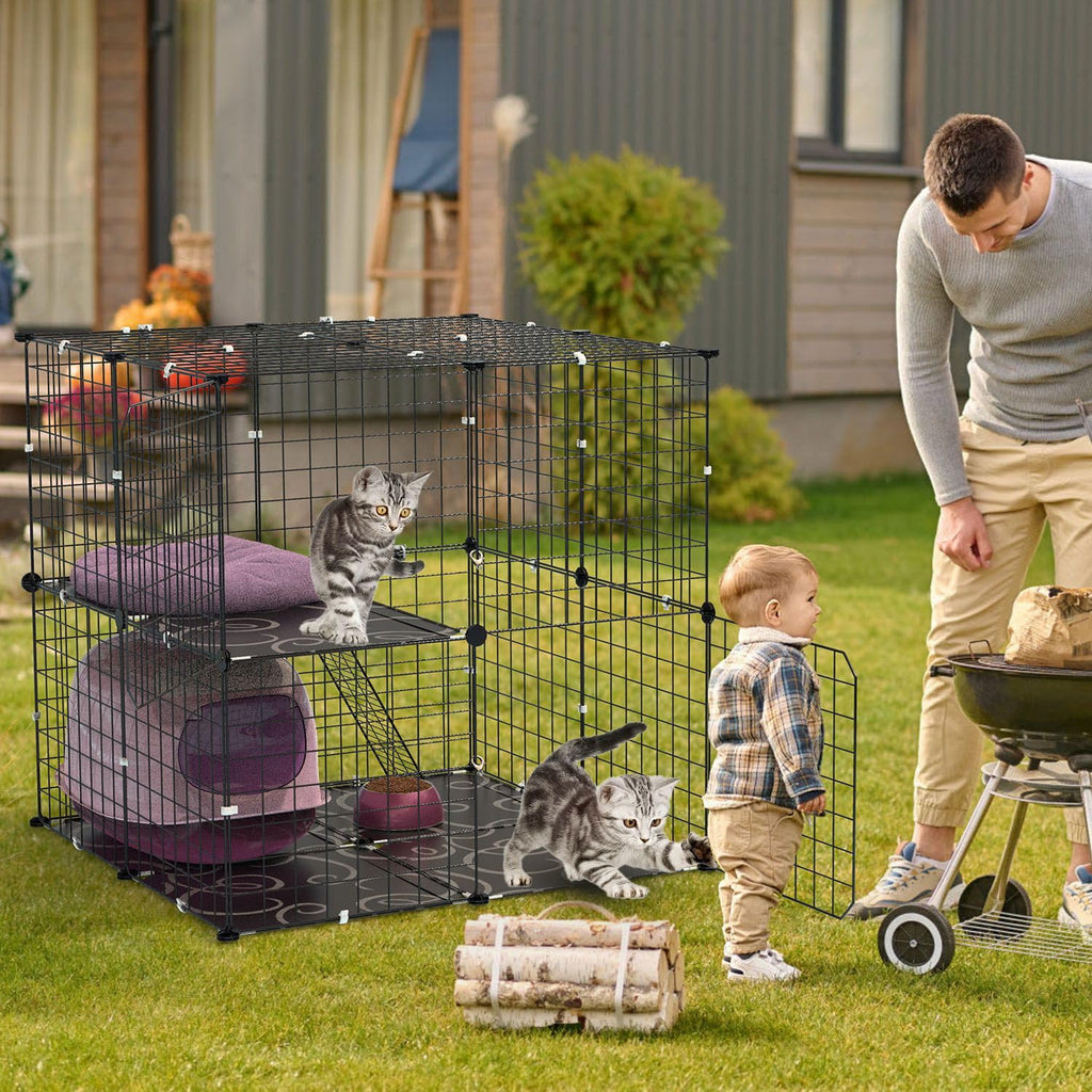 Black 2-Tier Cat Cage F929