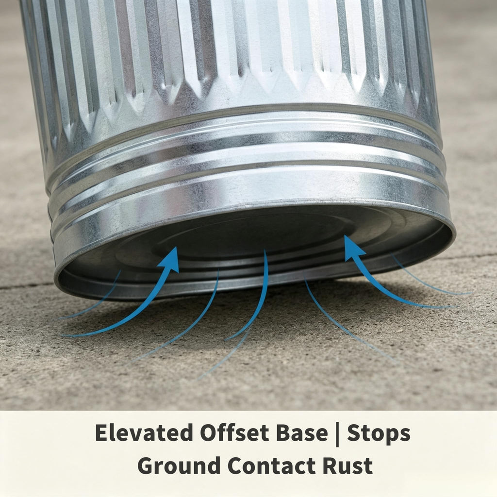 31 Gallon Heavy Duty Galvanized Metal Trash Can with Lid E946125