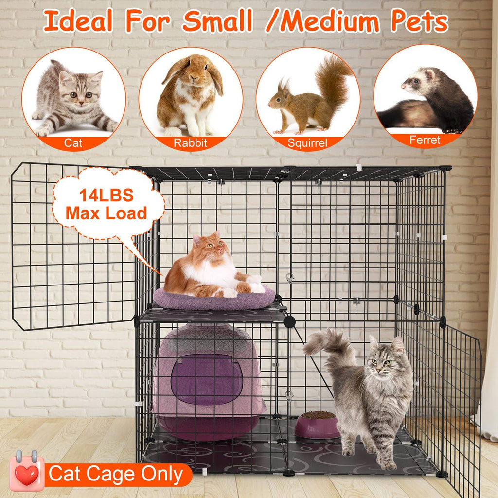 Black 2-Tier Cat Cage F929