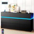Black 9 Drawer Dresser with Charging Station and LED Lights Q105042