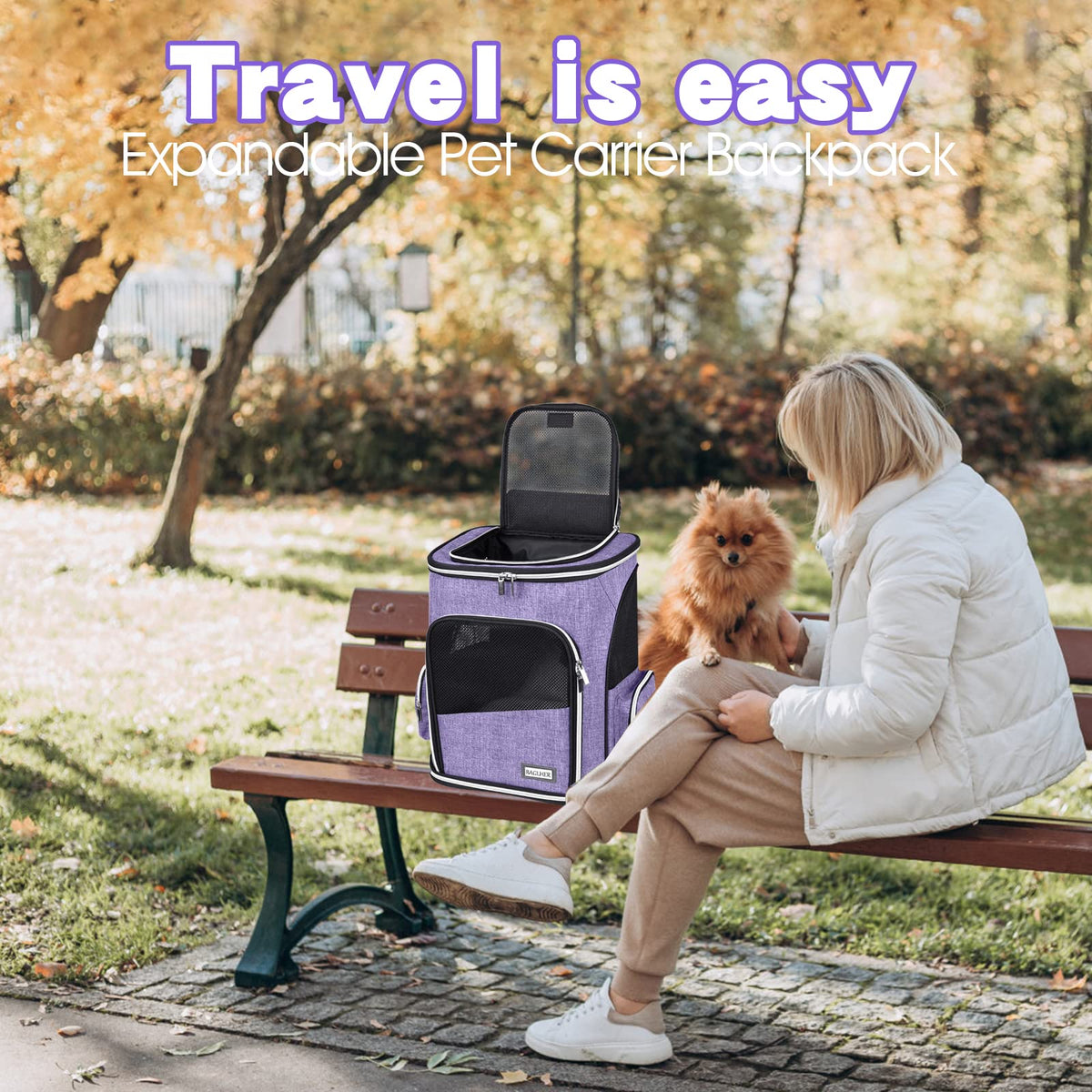 Expandable Ventilated Pet Carrier Backpack Y509602