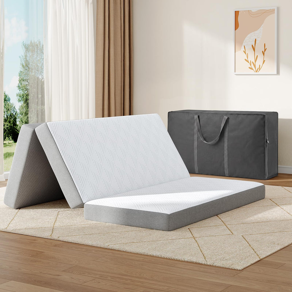 Queen 4 Inch Foldable Memory Foam Mattress R573592