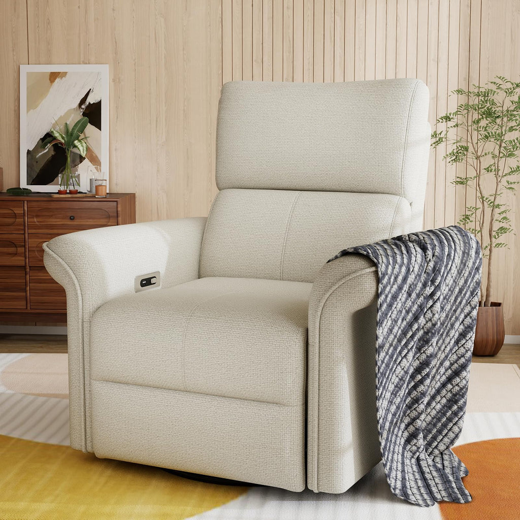 Fabric Light Gray Swivel Rocker Recliner Chair Z65488