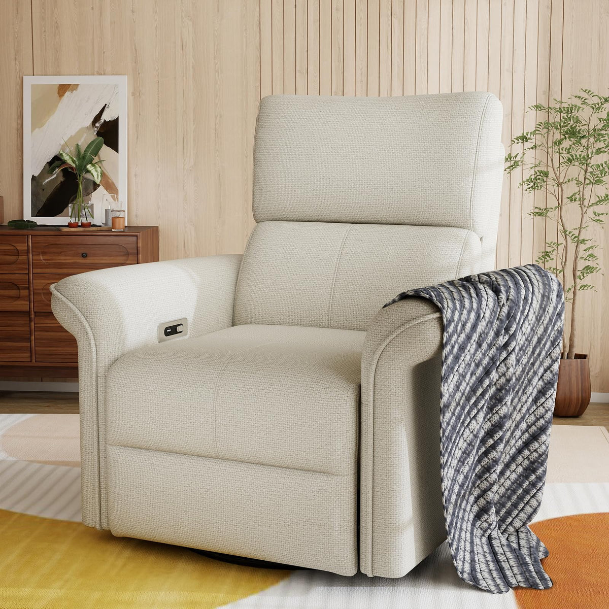 Fabric Light Gray Swivel Rocker Recliner Chair Z65488