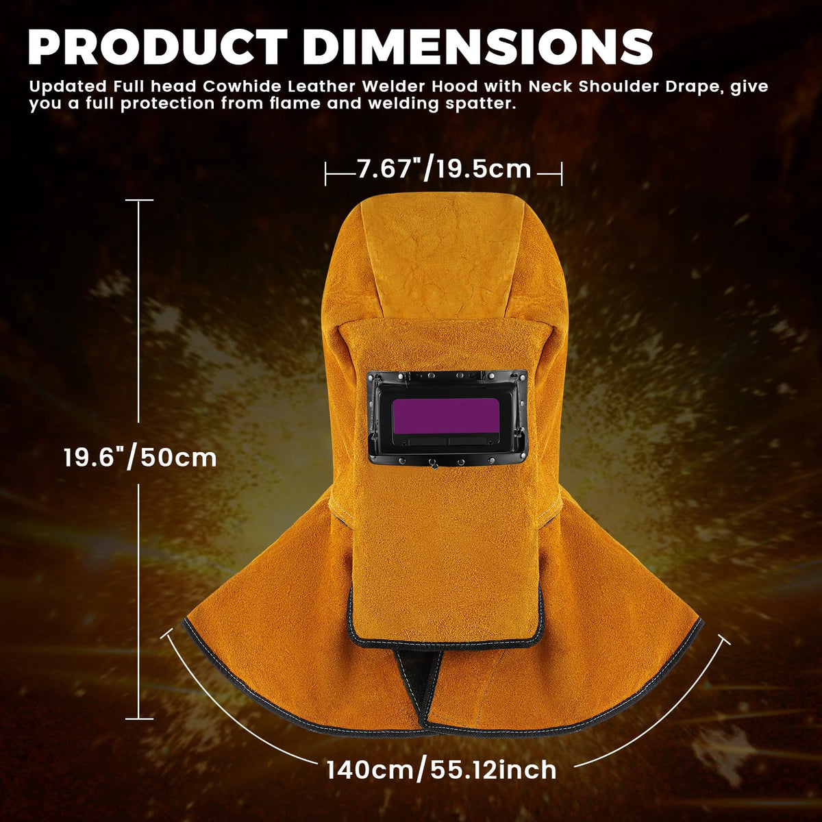 Leather Welding Hood with Auto Darkening Filter Lens D970384