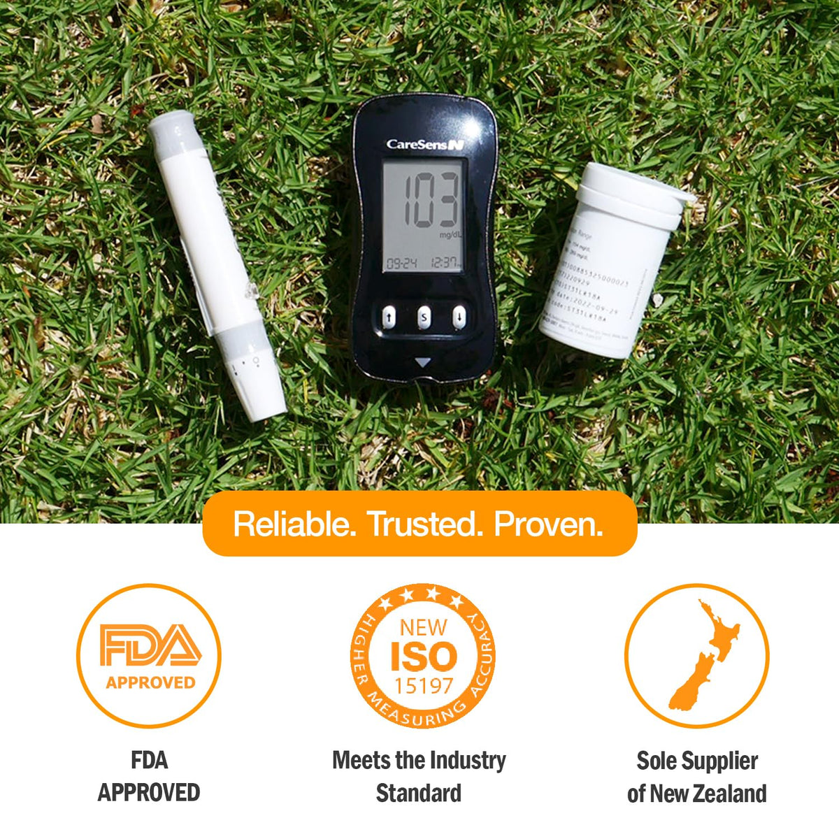 Blood Glucose Monitor Kit with 100 Test Strips, 100 Lancets, Lancing Device, Control Solution, Travel Case P986258