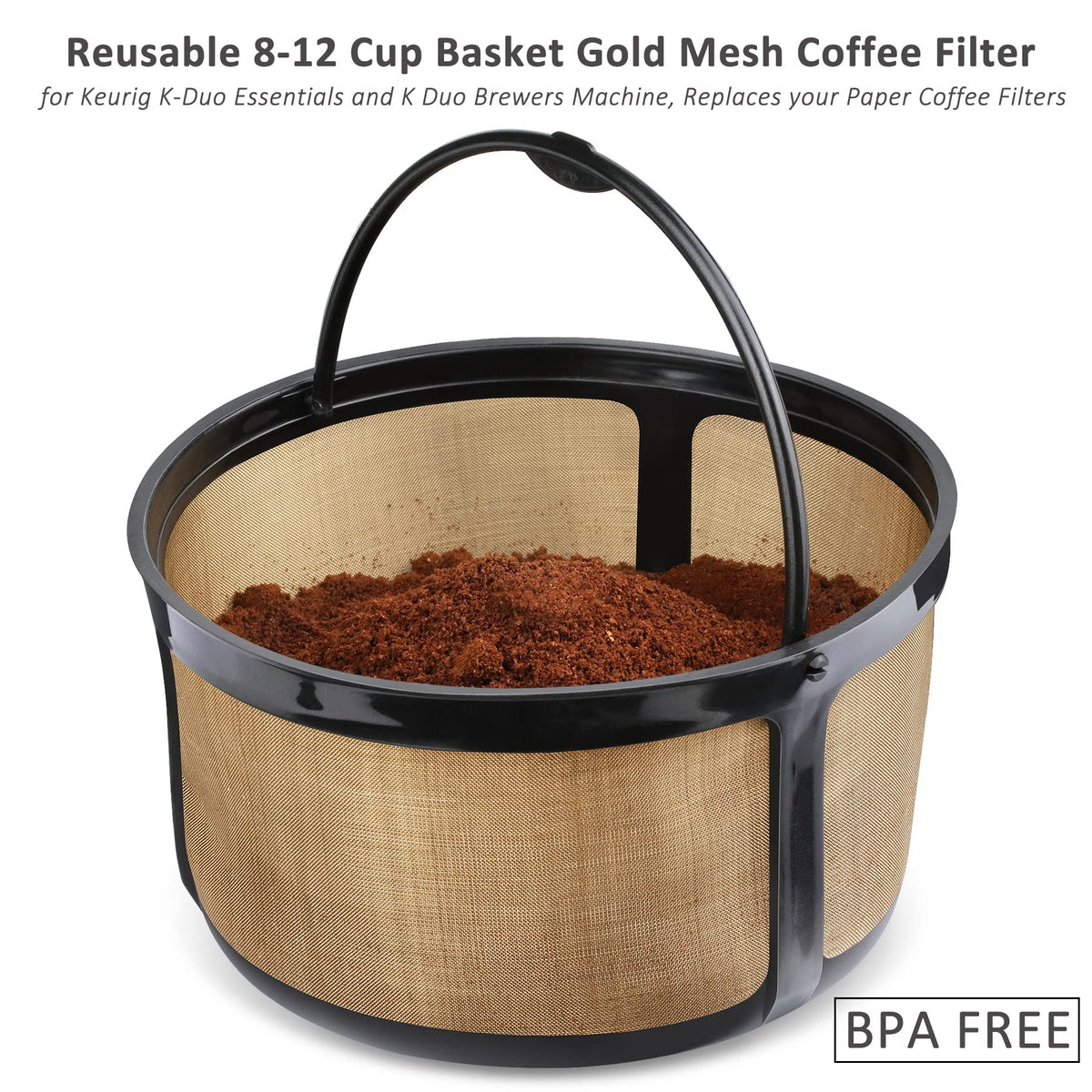 8-12 Cup Reusable Gold Mesh Coffee Filter W889812