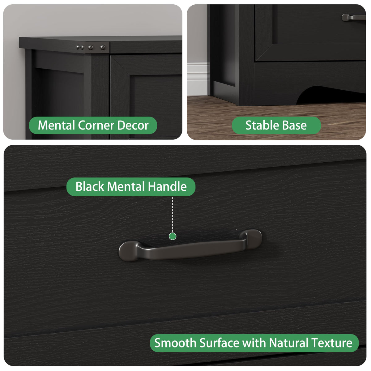 Black 6 Drawer Wood Dresser D361358