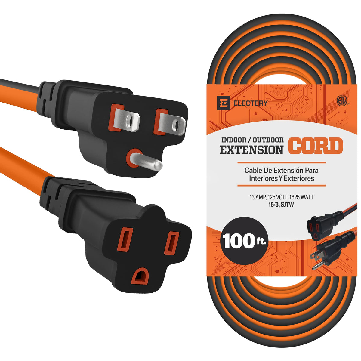 Orange 100 Ft 16/3 SJTW Outdoor Extension Cord L8577