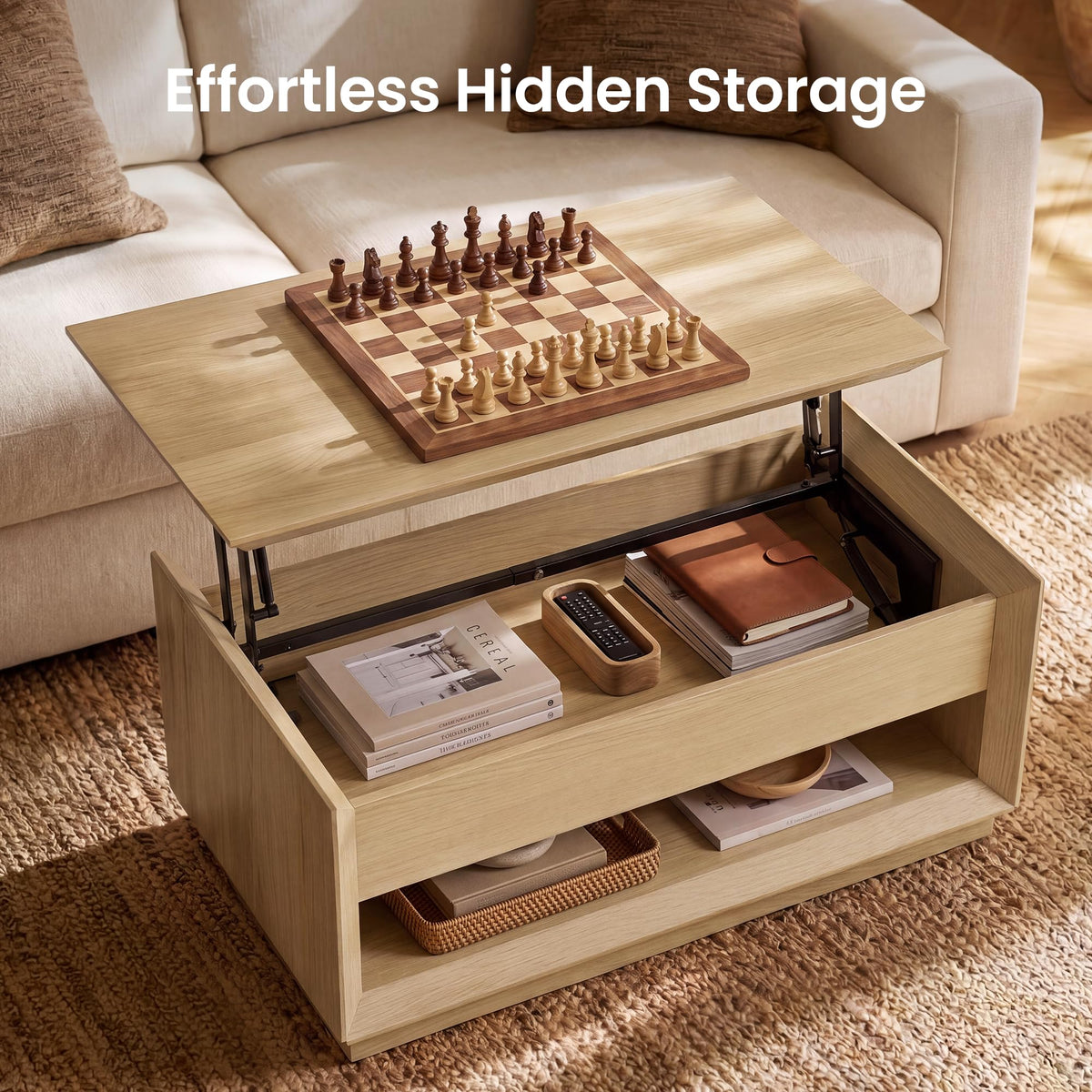 35" Lift Top Wood Coffee Table with Storage J84554