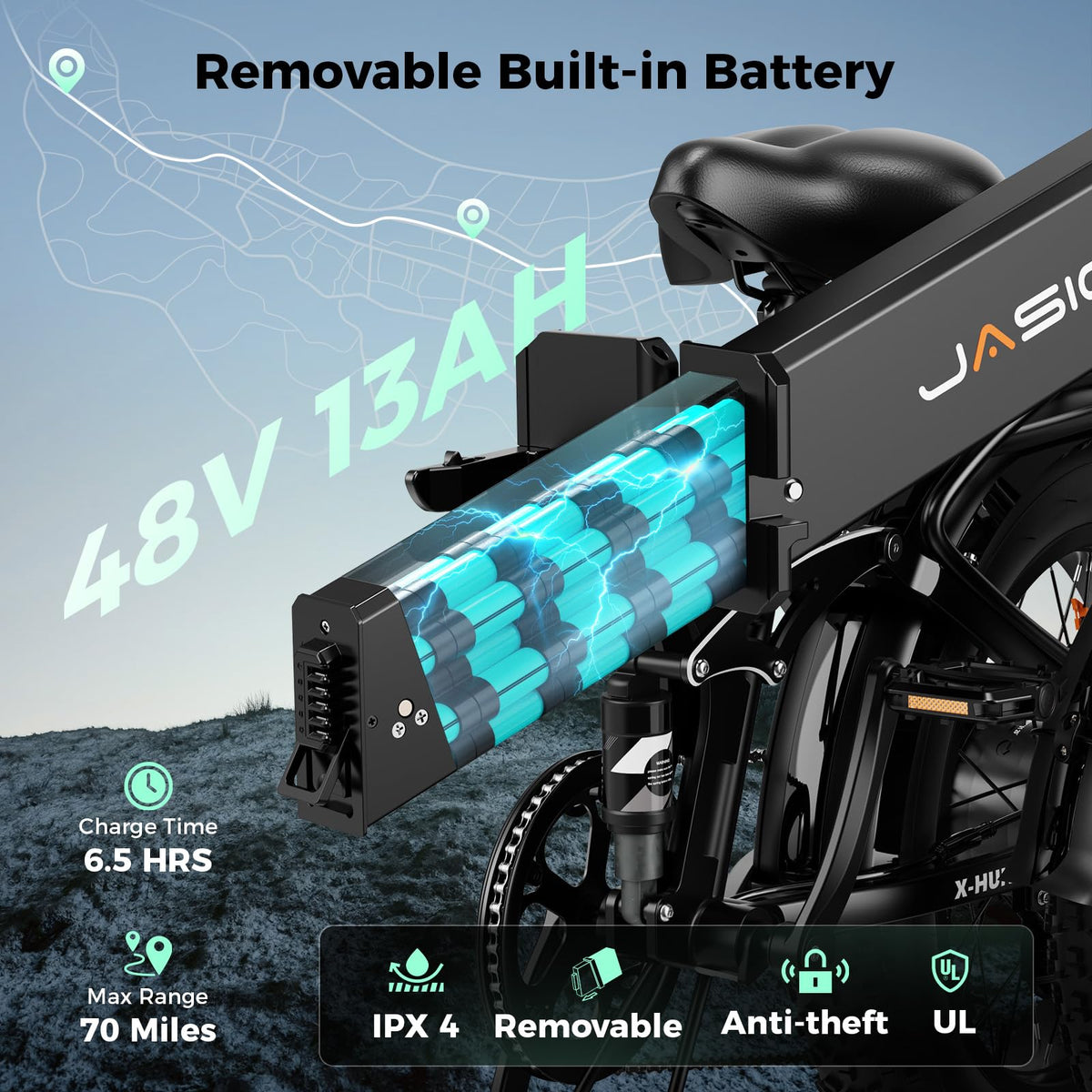 1400W Peak 20'' Fat Tire Foldable Electric Bike Z9127
