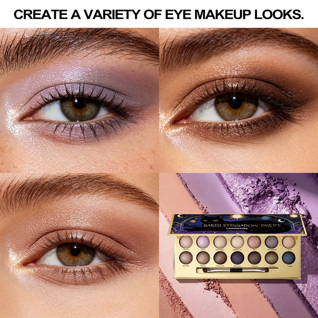 14 Color Cool Toned Baked Eyeshadow Palette T96597