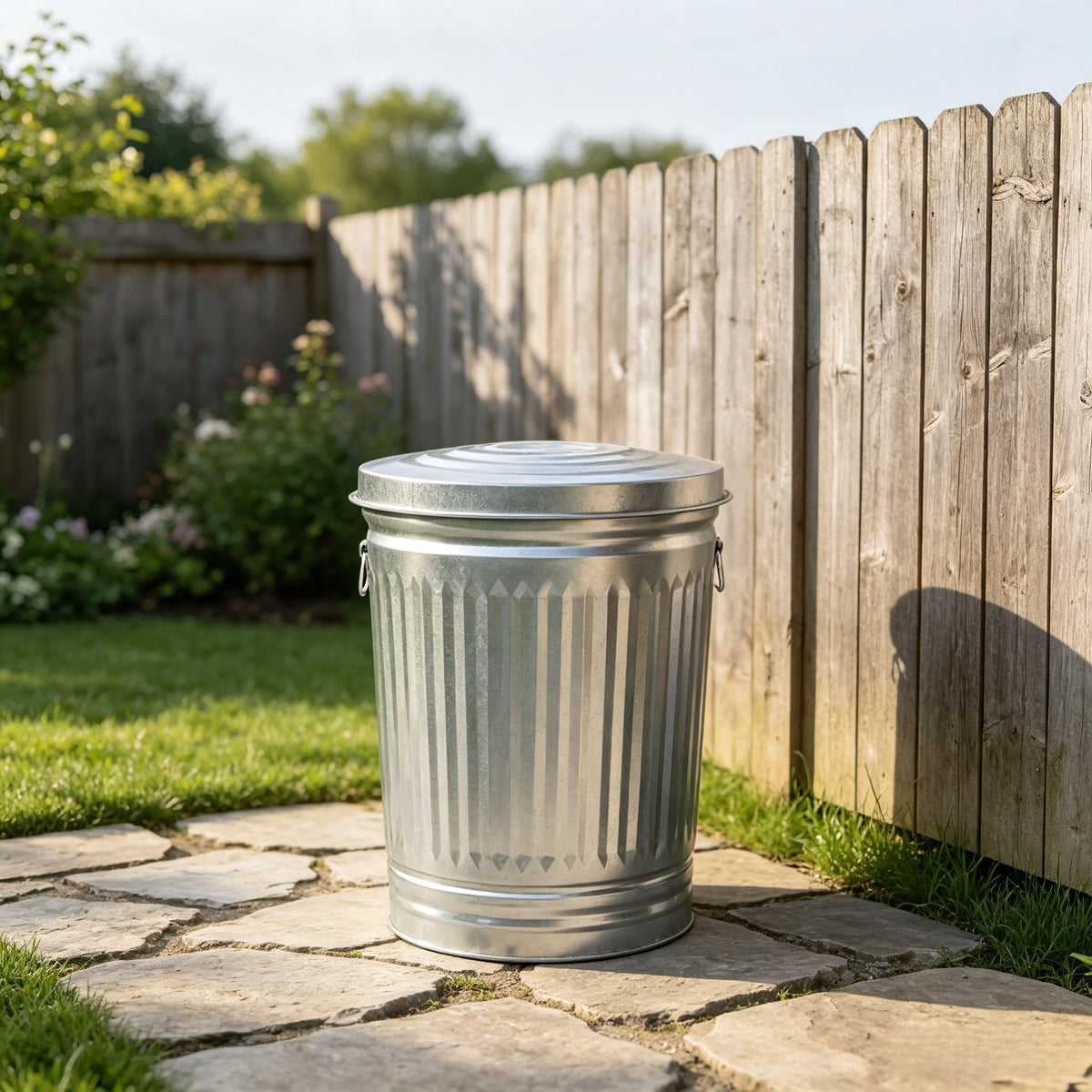 31 Gallon Heavy Duty Galvanized Metal Trash Can with Lid E946125