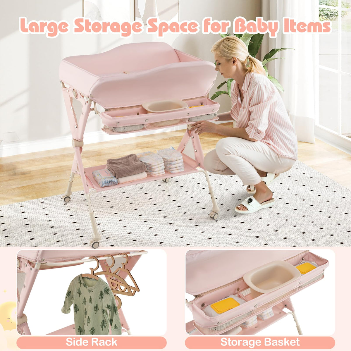 Portable Baby Changing Table with Wheels M722