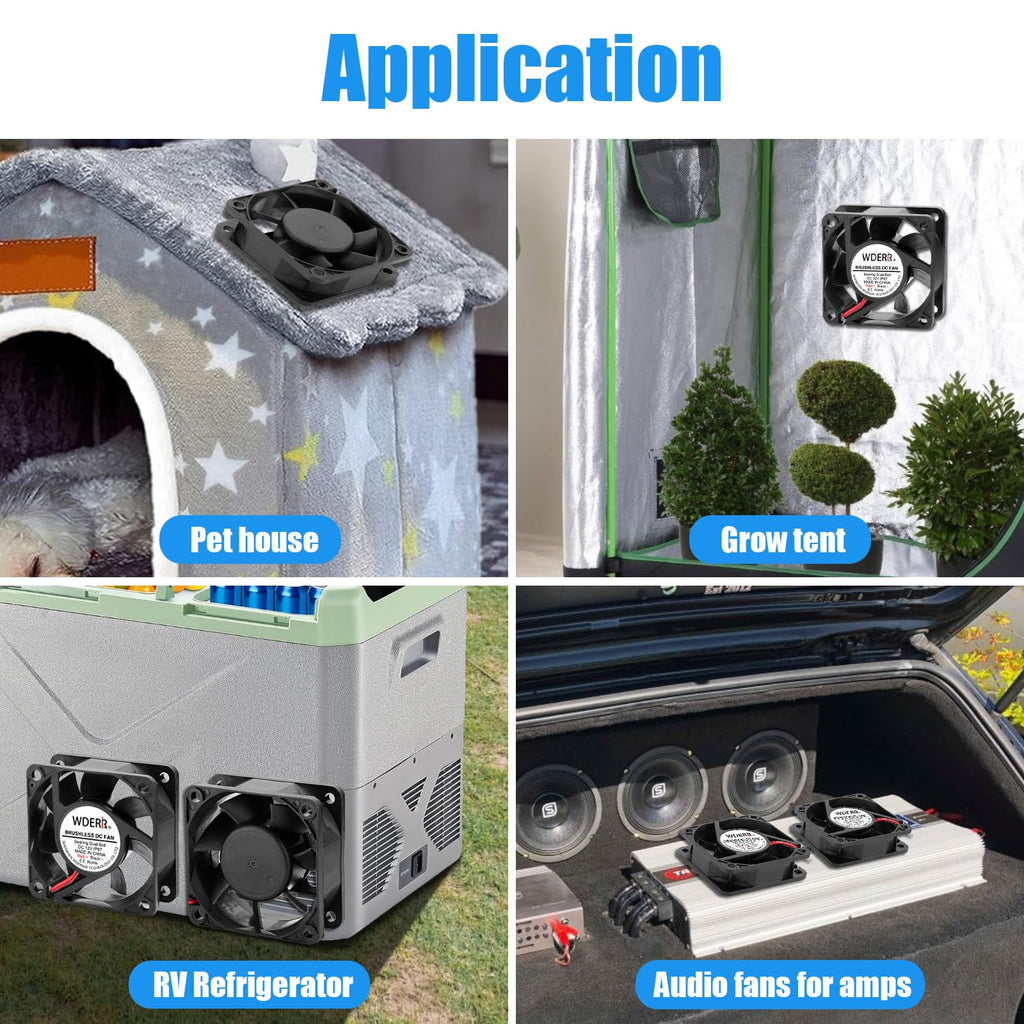 12V DC Brushless Cooling Fan 2PCS 60mm x 25mm Q724859