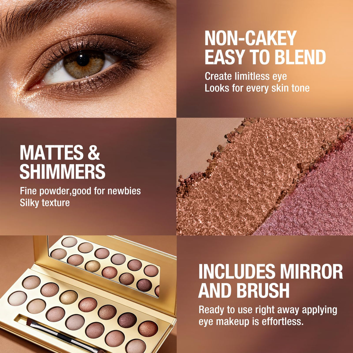 14 Color Cool Toned Baked Eyeshadow Palette T96597